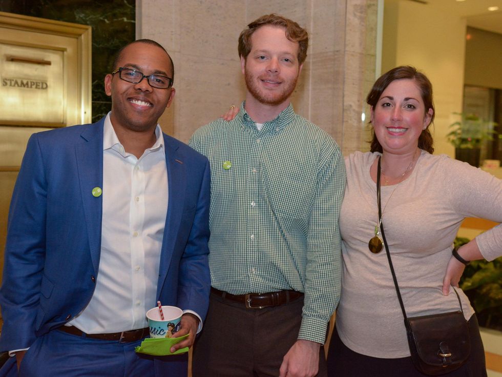 7 Brandon Walker, from left, with Garner and Kate Pagel at Preservation Houston's Pier & Beam #ThrowbackThursday Party November 2014