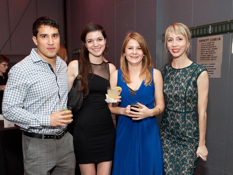 7 Joseph Munguia, from left, Ana Lucia Teran, Katie Patterson and Meredith Allison at the Menil Young Professionals party December 2013