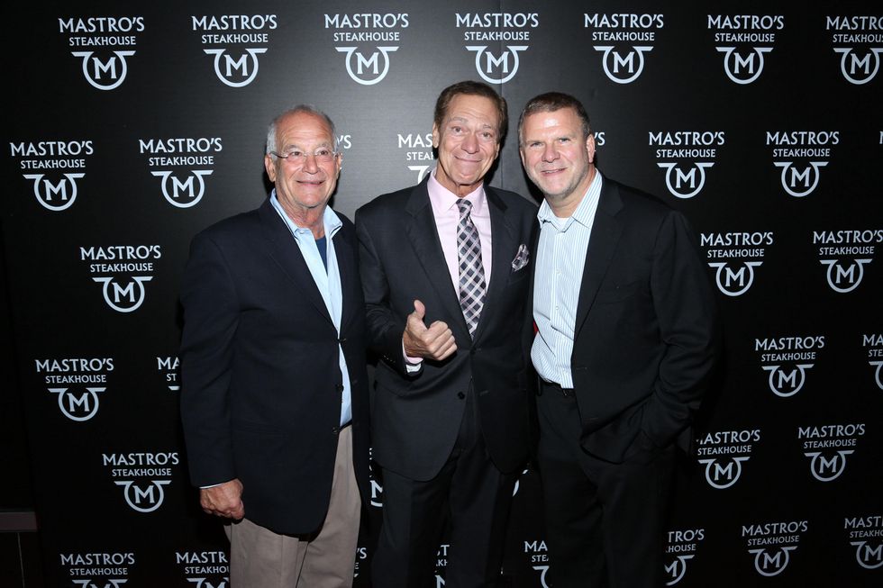 7 Mark Levy, from left, Joe Piscopo and Tilman Fertitta at the opening of Mastro's Steakhouse in NYC November 2014