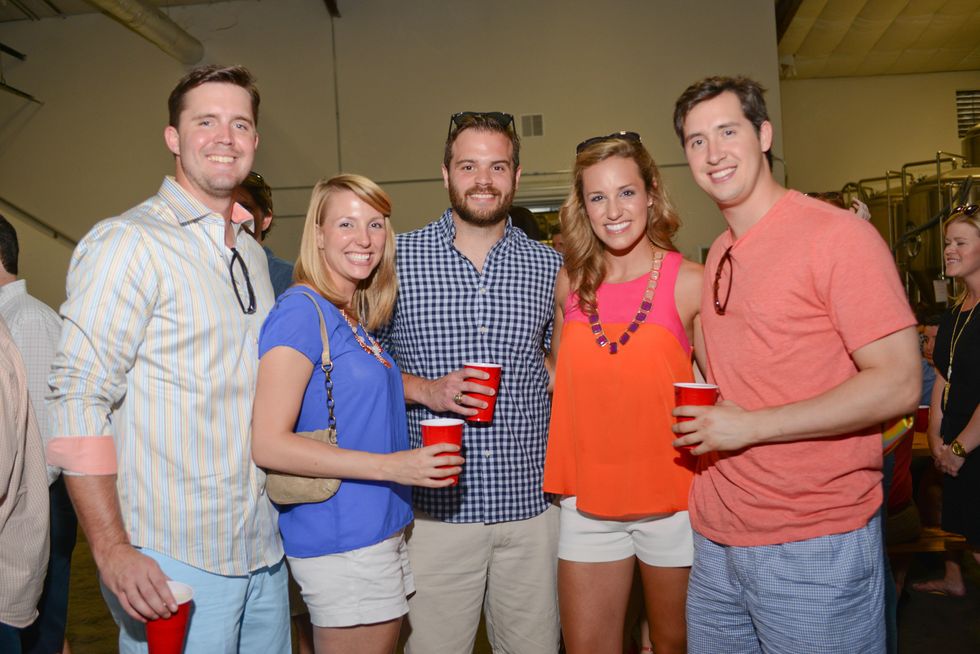 7. Miles Morgan, from left, Melissa Daigneault, Aaron Schneider, Amanda Shook and Luke Fertitta at the Bayou Preservation Association Herons party June 2014