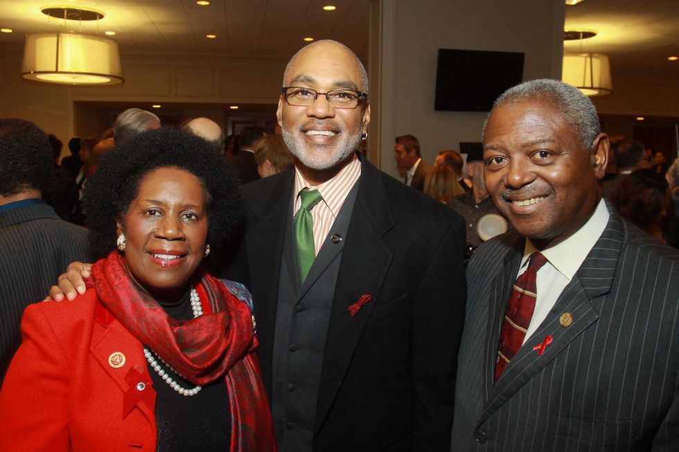 71 Sheila Jackson Lee, from left, Phil Wilson and Andrew C. Burks Jr. at the World AIDS Day luncheon.