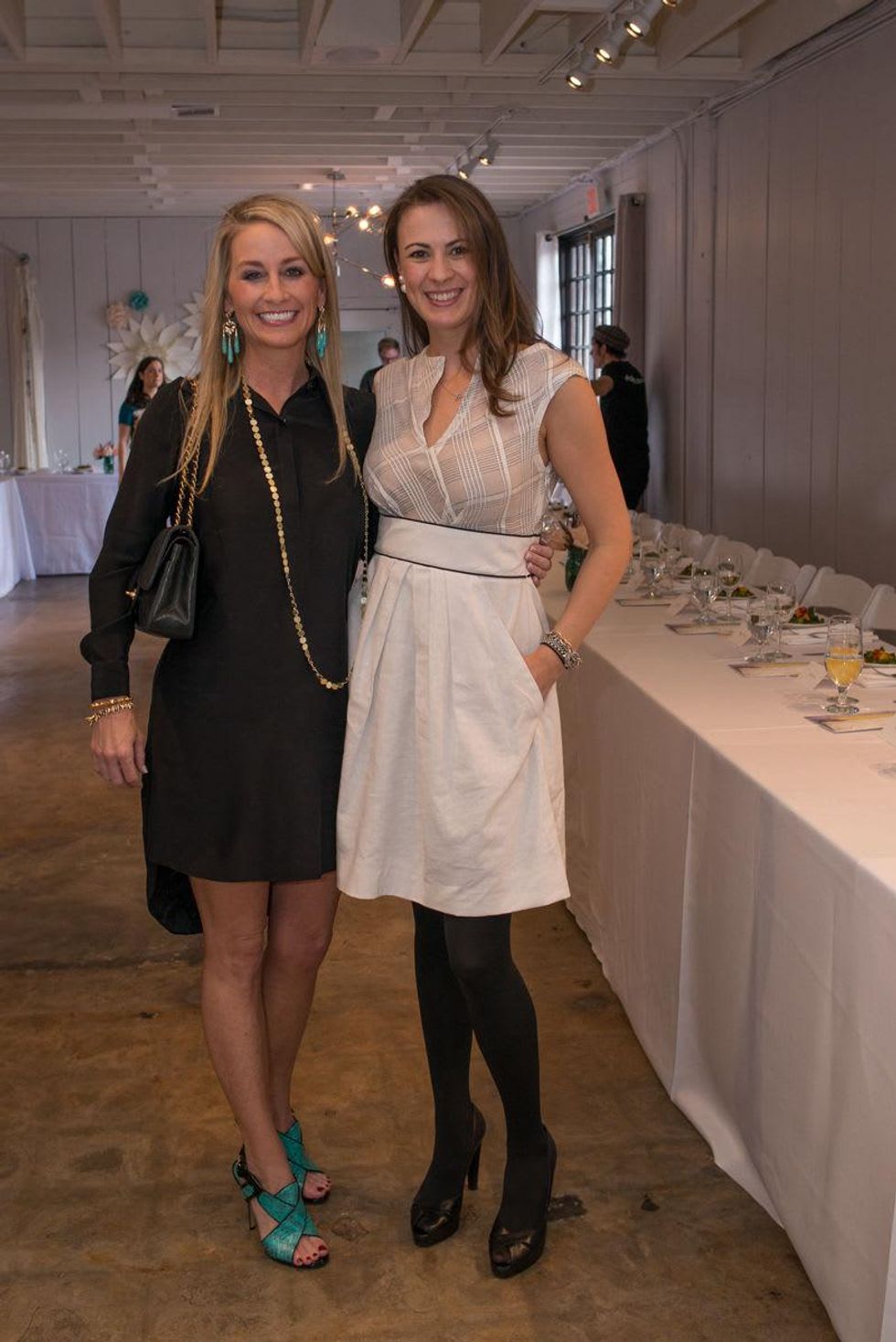 7303 Amy Dunn, left, and Elena Pedenat the David Peck spring summer 2015 fashion show March 2015