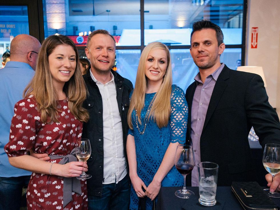8 Danielle Mauz, from left, Brandon Cooper, Teresa Grim and Tony Moles at the Artesa wine tasting at Cru March 2014