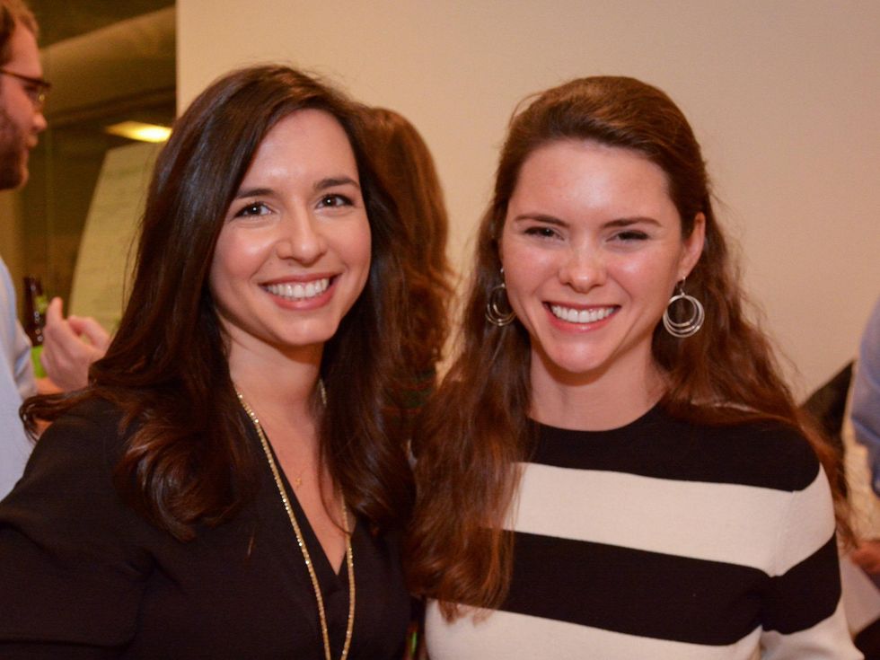 8 Daphne Laplante, left, and Sara Cain at Preservation Houston's Pier & Beam #ThrowbackThursday Party November 2014