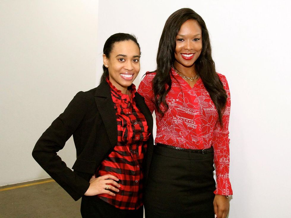 8 Hannah Thibodeaux, left, and Ashley Wyatt at the Black Sheep Agency Care-All Christmas party December 2013
