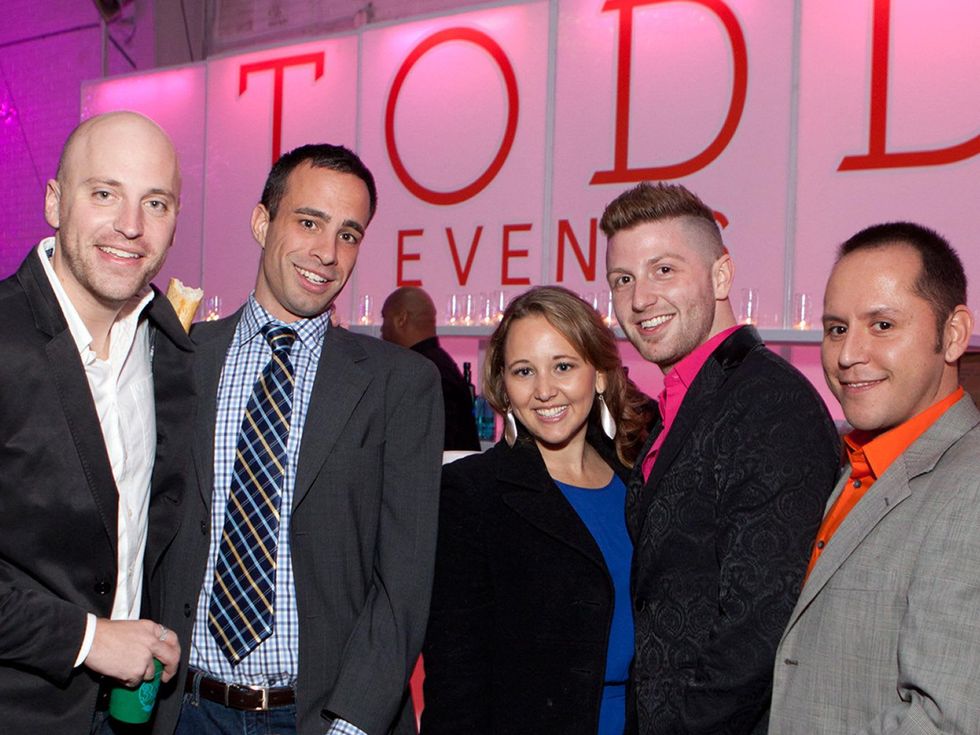 8 Ian Clowes, from left, Shane Meyer, Gretchen Holmes, Taylor DeMartino and Keith Barnett at the Social Book Launch Party February 2014
