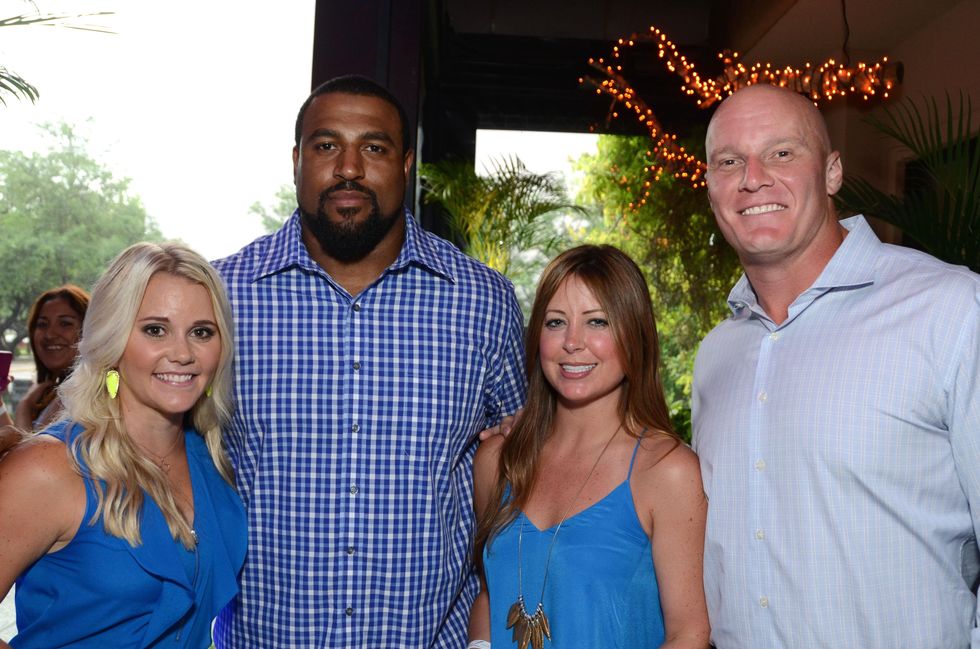 8 Jayme Lamm, from left, Duane Brown, Kristen Martinson and Chris Myers at the Blue Cure Foundation benefit party at Hotel ZaZa June 2014