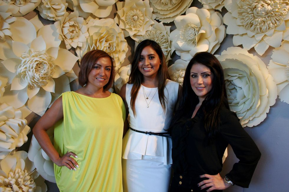 8 Karina Mazariegos, from left, Janet Mireles and Diane Angel at the Dress for Dinner kickoff in new David Peck Showroom September 2014.