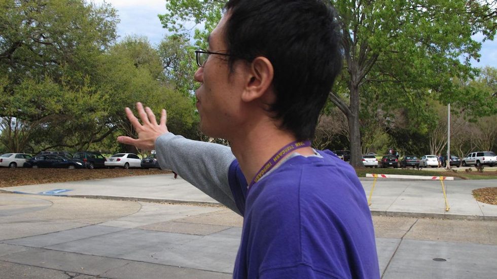 8, Katie, Xuan Chen, March 2013, Xuan giving me a tour of the LSU campus