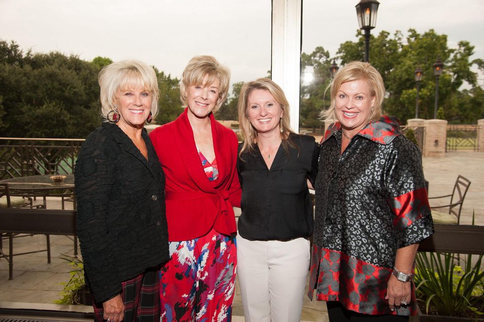 8 Liz Jameson, from left, Leila Gilbert, Julie Haralson and Karen Miller at the Houston Heart Ball Kickoff at River Oaks Country Club October 2014