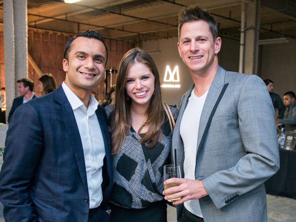 8 Reaz Rasul, from left, Emily Vitek and Joey Minervini at the CultureMap Social at Gateway November 2014
