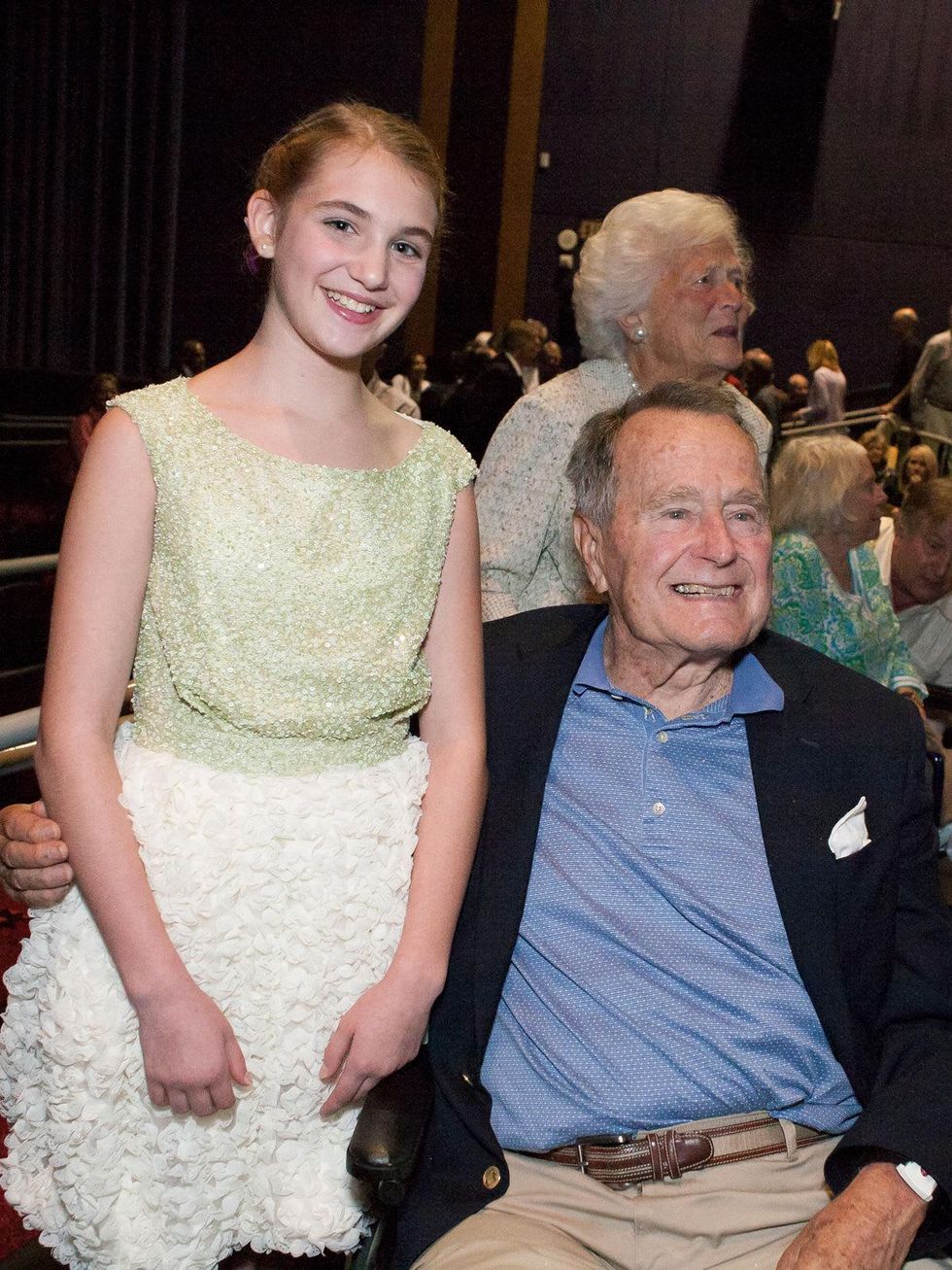 8 Sophie N\u00e9lisse and President George H.W. Bush at the The Book Thief screening November 2013