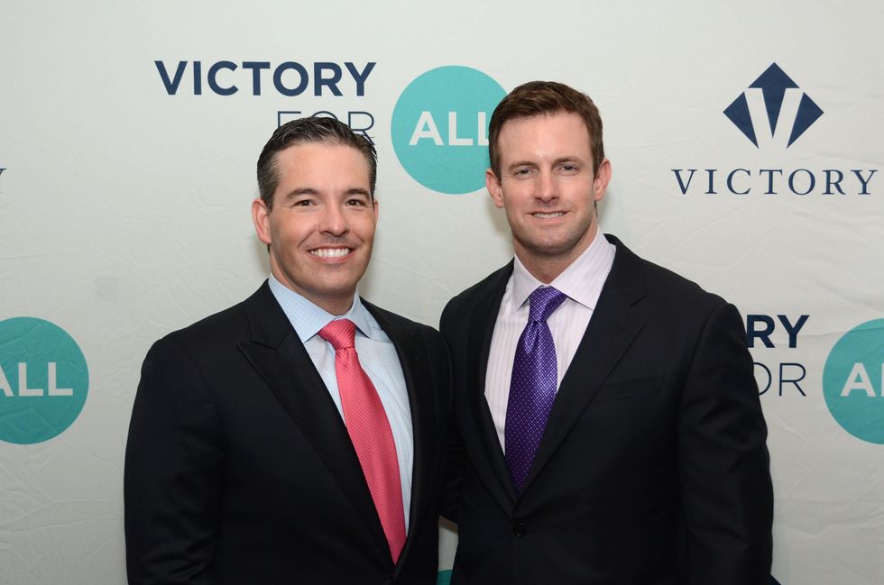80 Dr. Mark McMasters, left, and Richard Holt at the Victory Brunch March 2015
