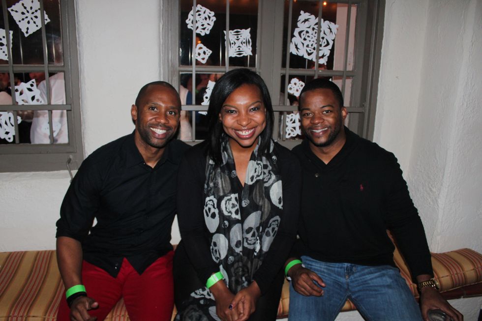 82 Byron Lundy, from left, Tiffani Wesson and Evan Hawkins at the Herman Park Conservancy Ski the Green party November 2013
