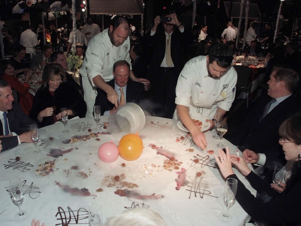 84 Chef Jarrett Joslin with the pan at the Bon Vivant Dinner January 2014