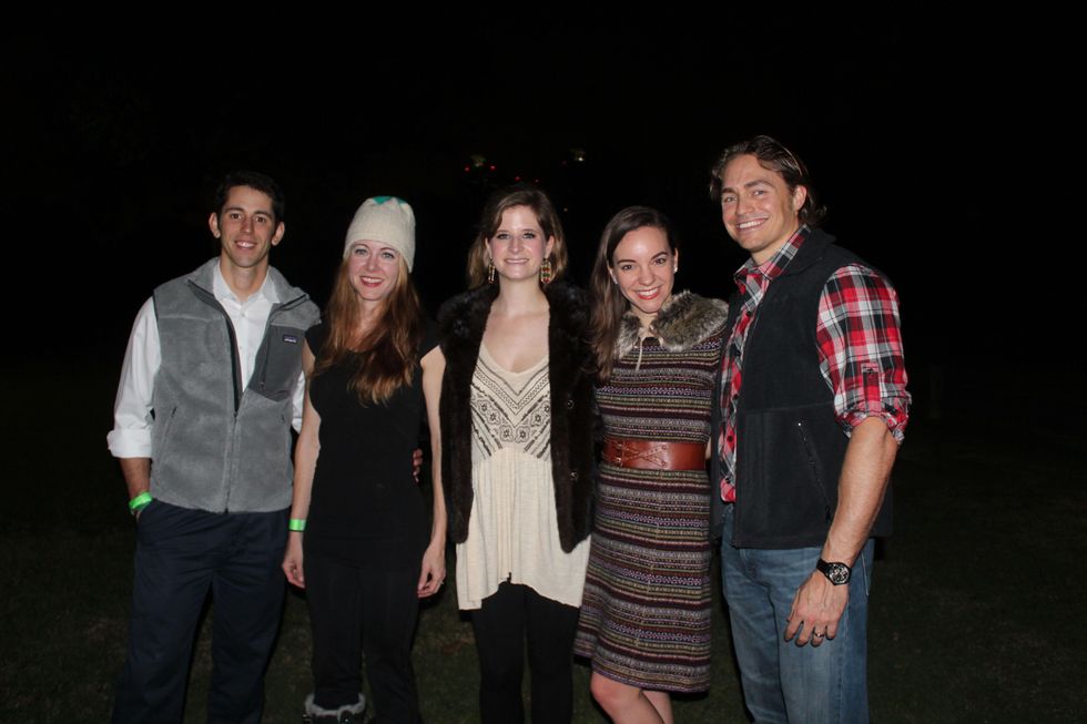 86 Oliver Doolin and Paula Whitten-Doolin, from left, Eve French and Courtney Carleson Siegmund and Brandon Siegmun at the Herman Park Conservancy Ski the Green party November 2013