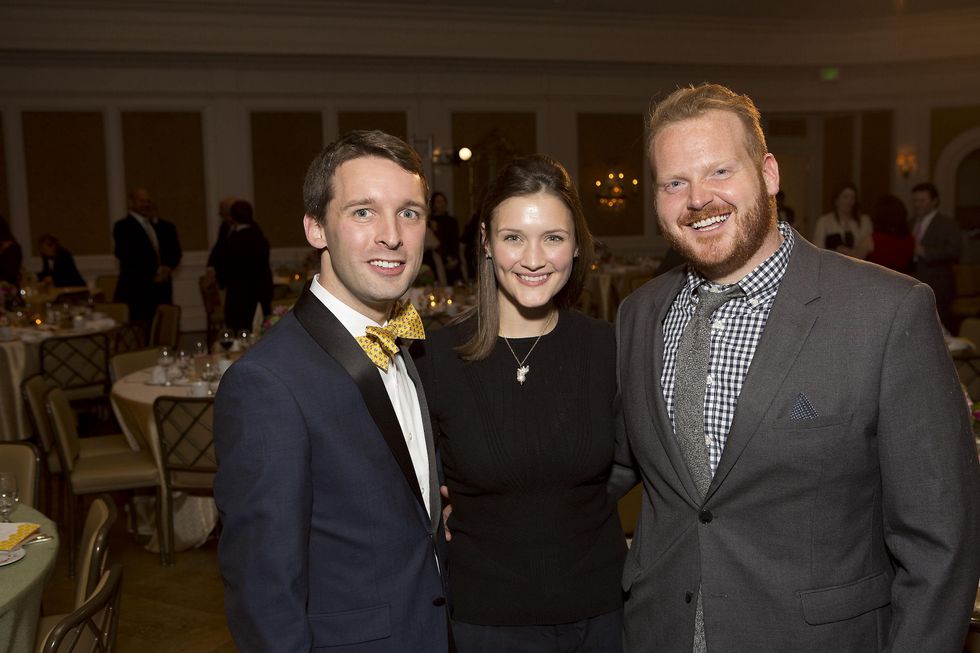 877 Nic Phillips, from left, Annie Eifler and Jeffrey James Binney at the Great Grown-Up Spelling Bee January 2015
