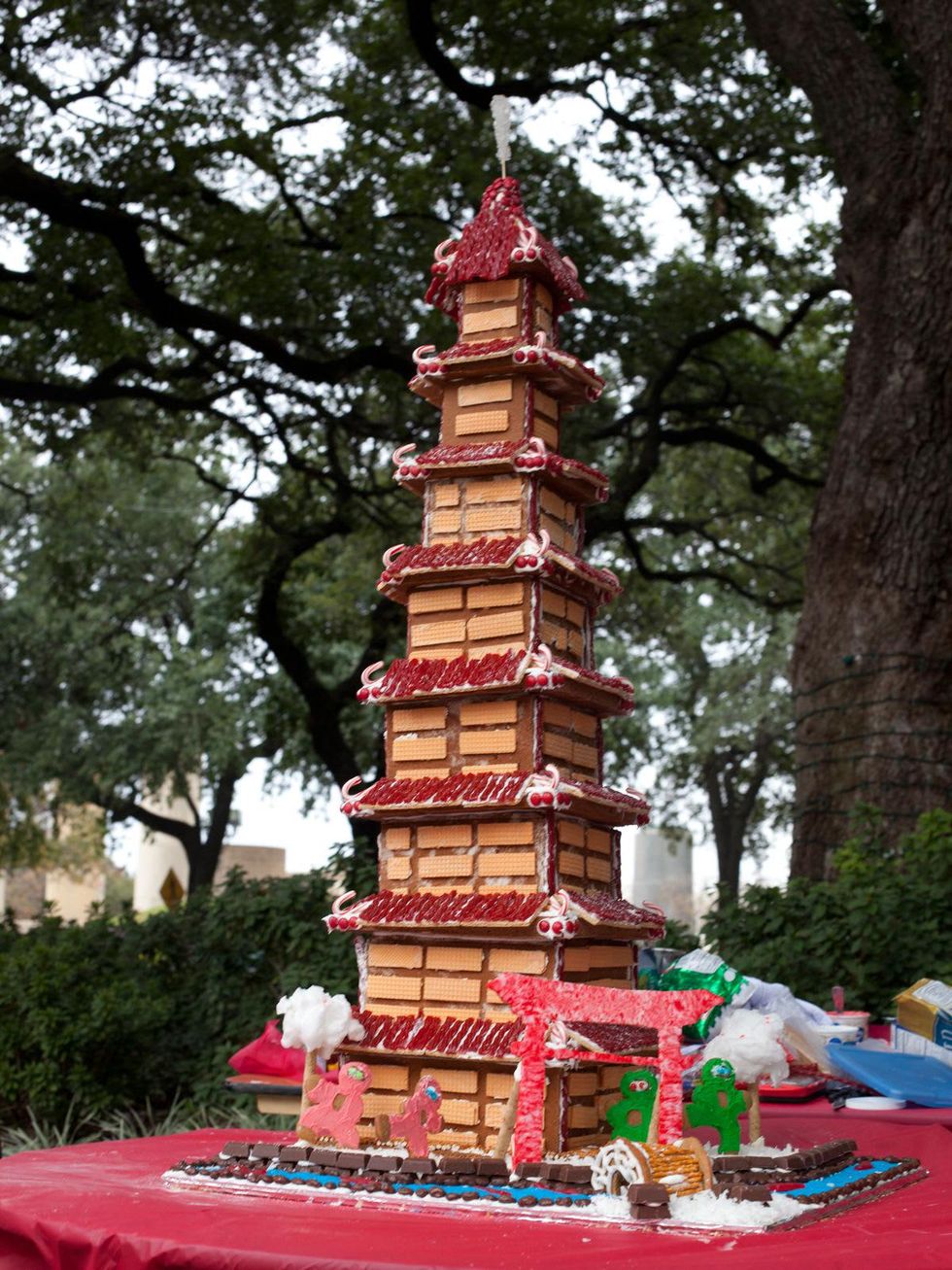 9 Annual AIA Gingerbread build-off December 2013 Tallest Structure PBK with Kung Fu Candy Crushers