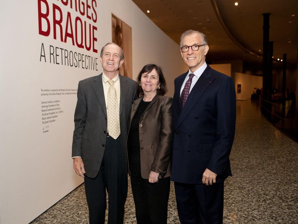 9 Brad and Leslie Bucher, from left, with Gary Tinterow at the MFAH Georges Braque opening reception February 2014