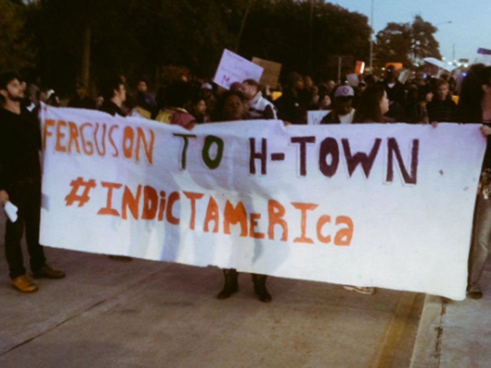 9 Houston Ferguson protest November 2014 Last night was intense & #Houston not done. TODAY @ 4PM #Ferguson Solidarity Rally. (1200 Smith St)