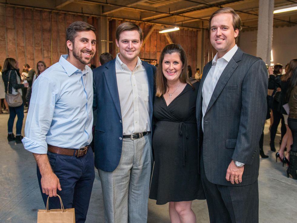 9 Jay Zeidman, from left, Stephen Strake and Casey and Will Hedges at the CultureMap Social at Gateway November 2014