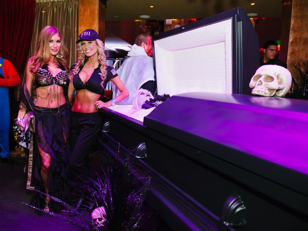 9 Nathalie Kosman, left, and Trisha Weisman at the CultureMap Halloween party at Mr. Peeples October 2013