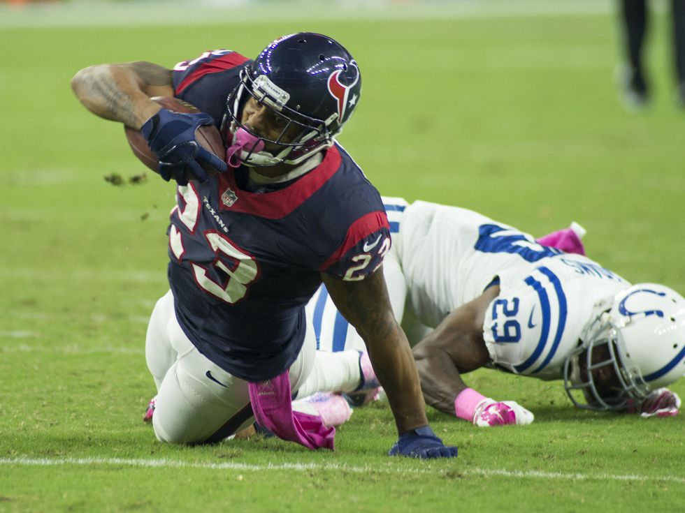 9 Texans vs. Colts October 2014 Arian Foster going down