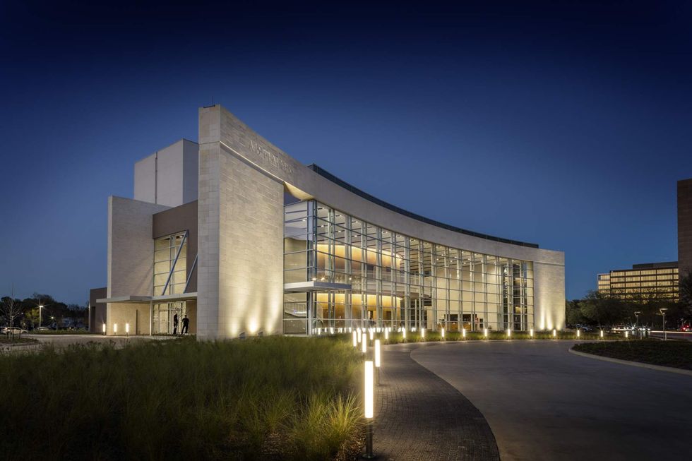 A.D. Players The George Theater exterior at night