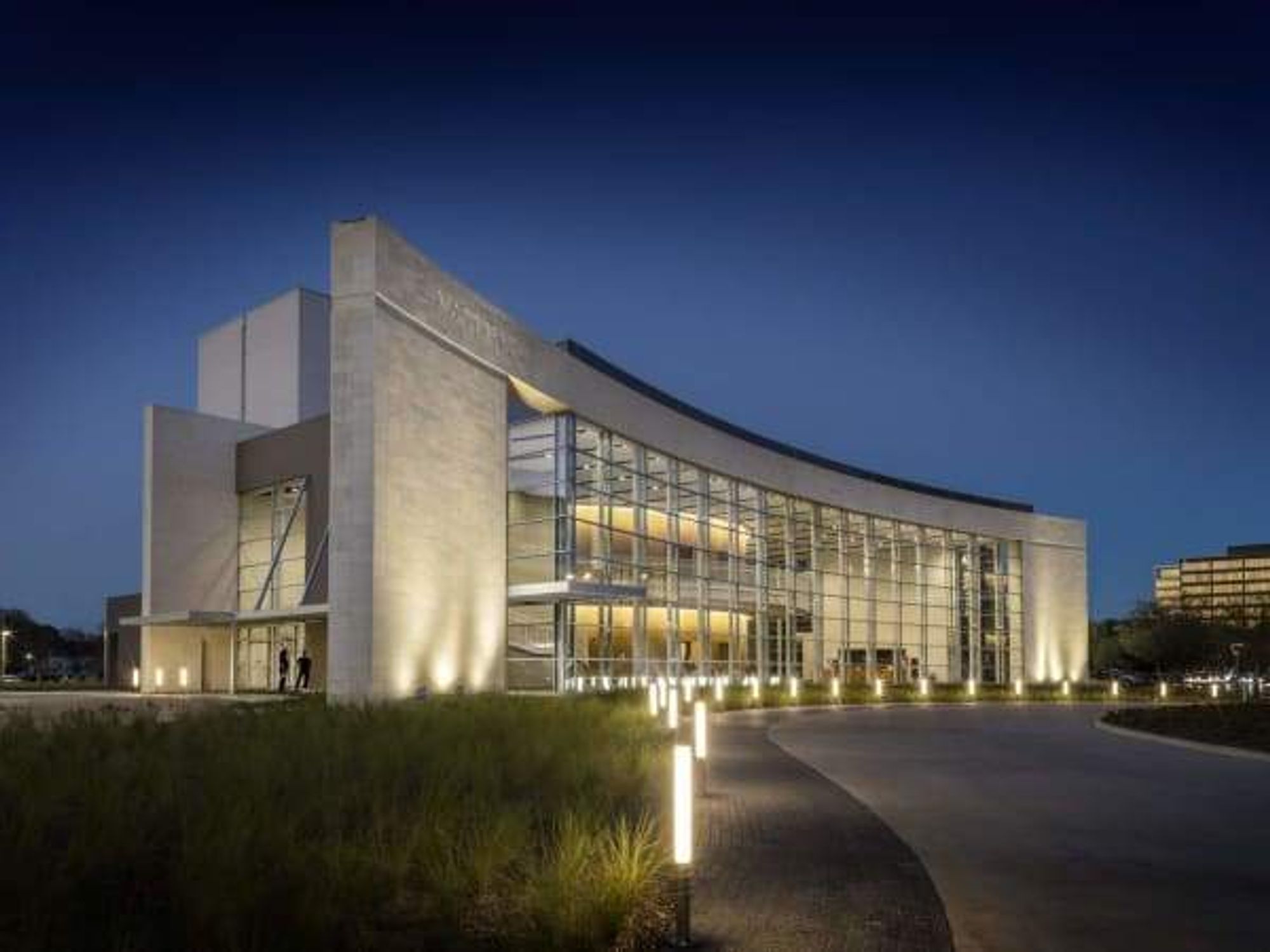 A.D. Players The George Theater exterior at night