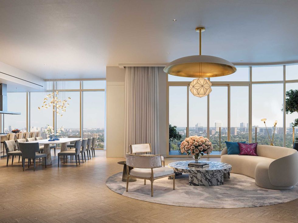 A rendering of a penthouse at the St Regis Residence in Houston