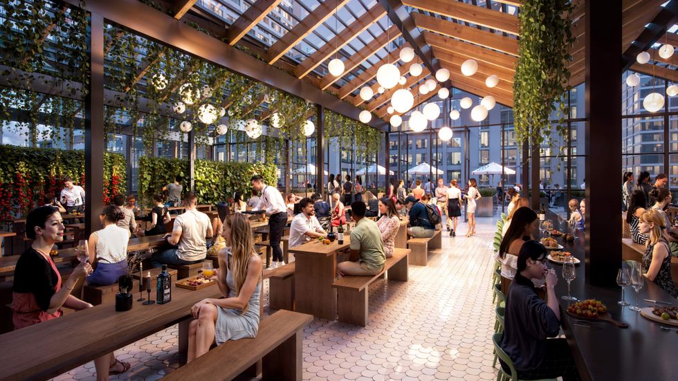 A rendering of diners at GreenStreet