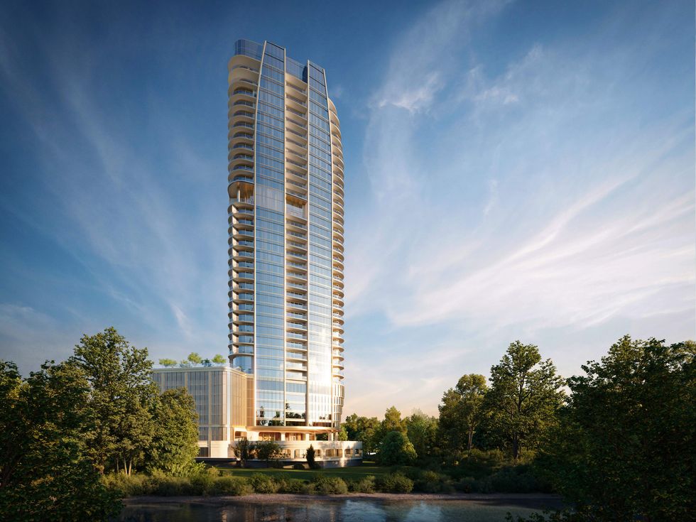 A rendering of the exterior of the St Regis Residence in Houston