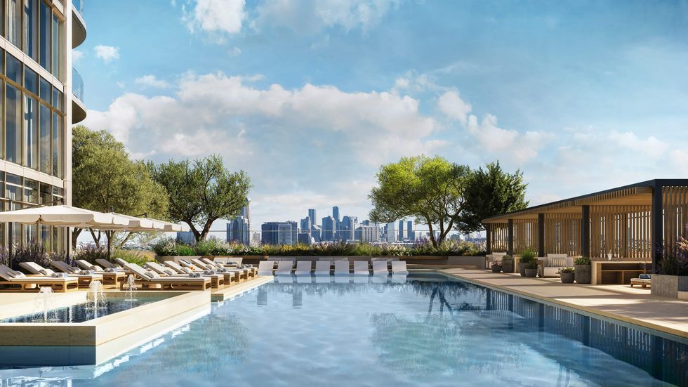 A rendering of the outdoor pool at the St. Regis Residences, Houston