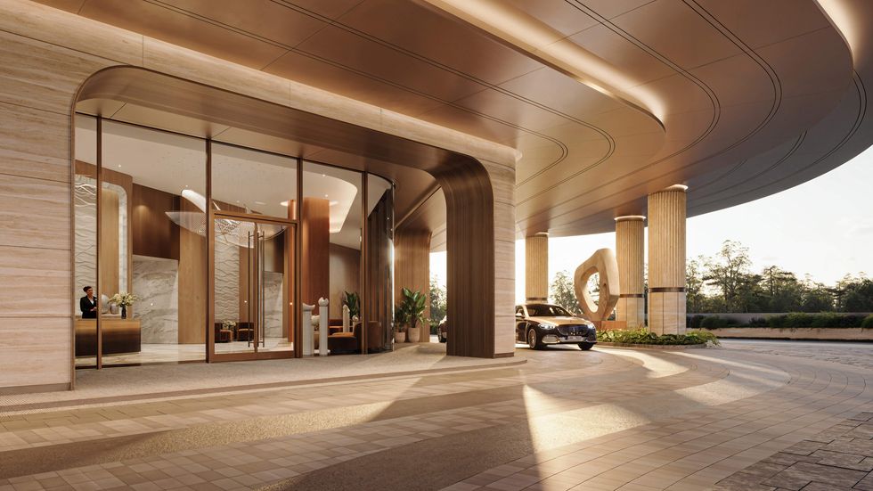 A rendering of the St. Regis Residences, Houston's entrance