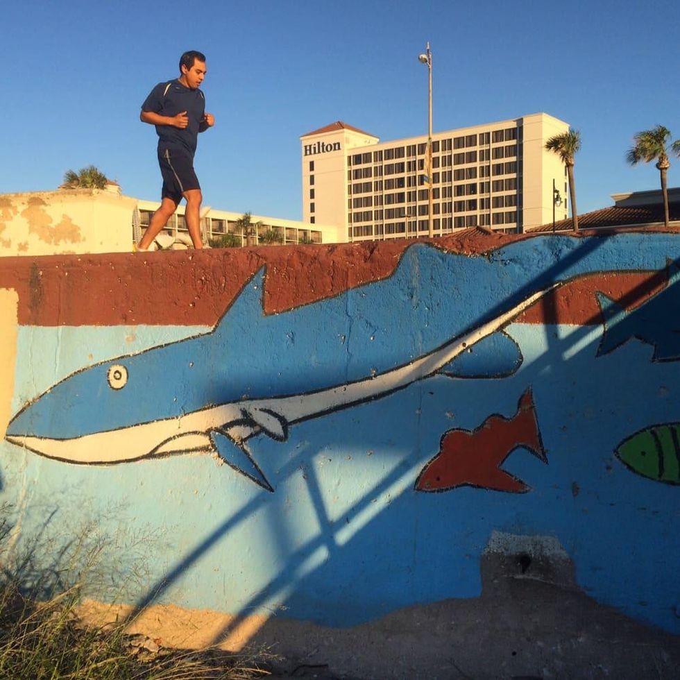 A scene at the Galveston Seawall