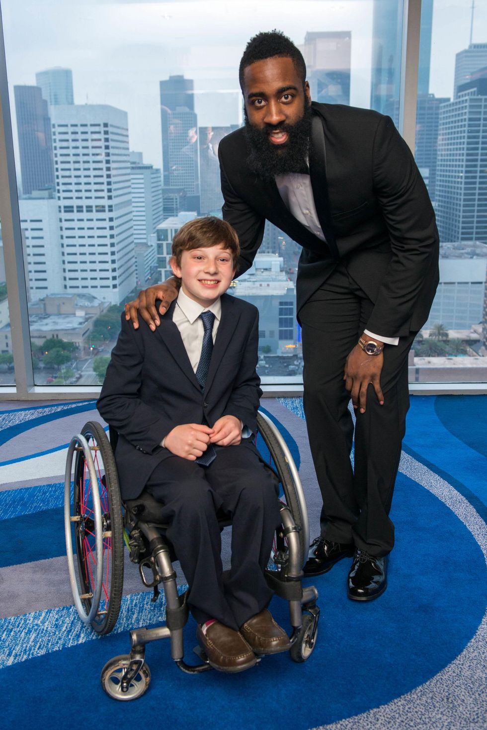 Aaron Berry, left, and James Harden at the Circle of Life Gala April 2015