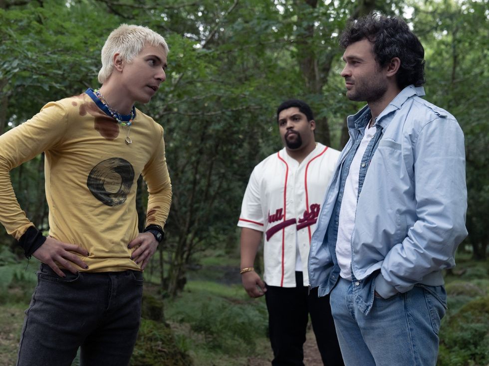 Aaron Holliday, O'Shea Jackson Jr., and Alden Ehrenreich in Cocaine Bear