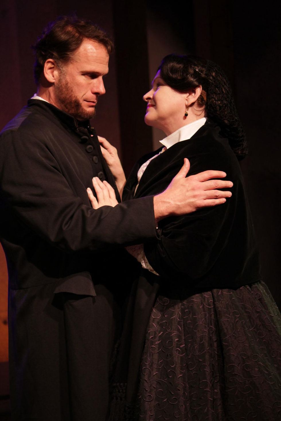 Abraham Lincoln (Joe Kirkendall) and Mary Todd Lincoln (Susan Shofner) in Main Street Theater's production of A Civil War Christmas November 2013