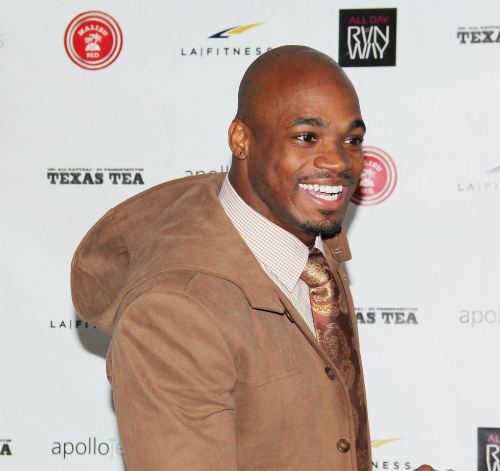 Adrian Peterson fashion show, February 2013, Adrian Peterson, red carpet