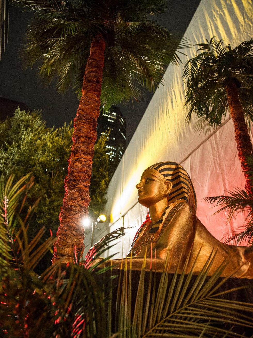 Aida decor sphinx at the Houston Grand Opera Opening Night celebration October 2013