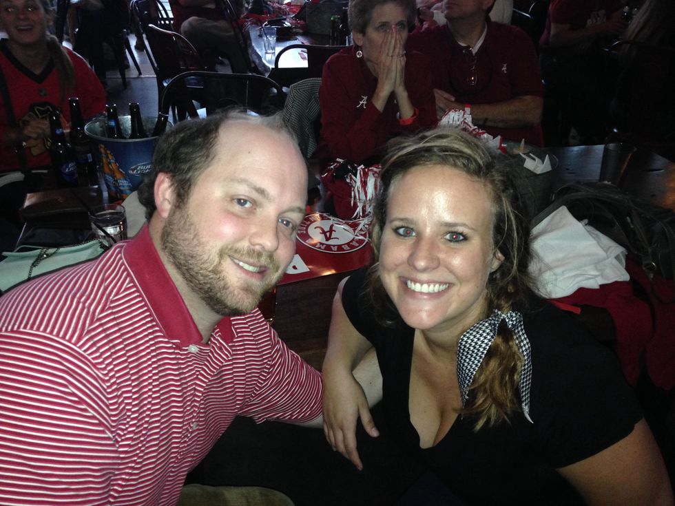 Alabama fans Brent and Paige Harris at watch party Nov 2013