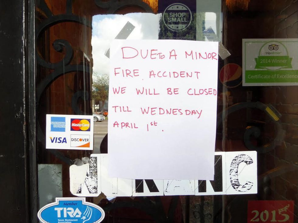 Aladdin restaurant fire sign