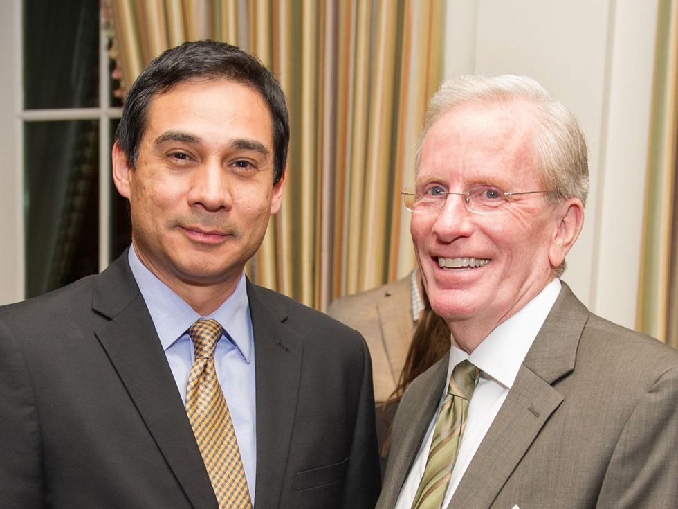 Alejandro Colom, left, and Joe Turner at the Preservation Houston Cornerstone Dinner February 2014