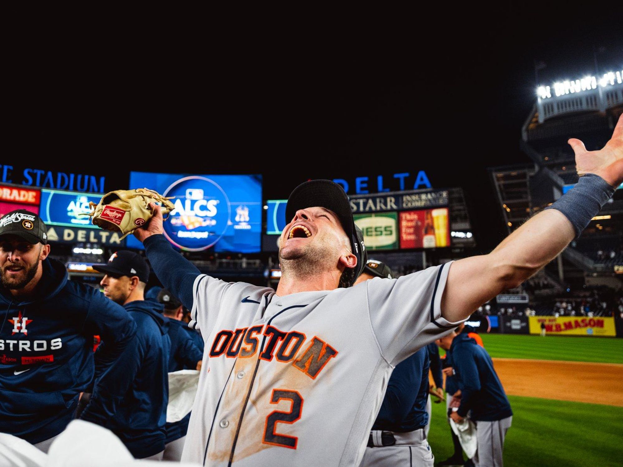 Alex Bregman Houston Astros New York celebration AL win