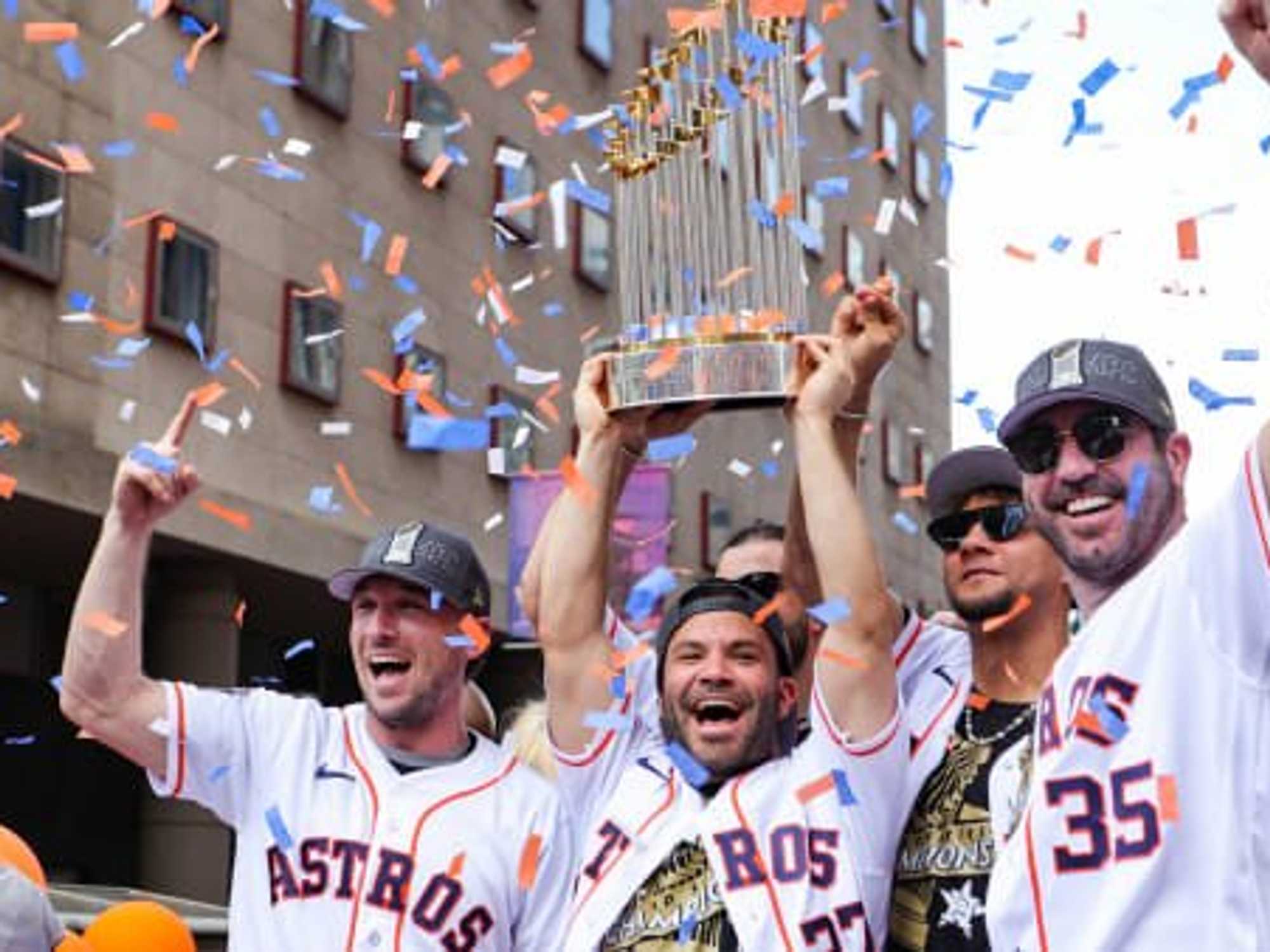 Alex Bregman Jose Altuve Justin Verlander World Series parade 2022.