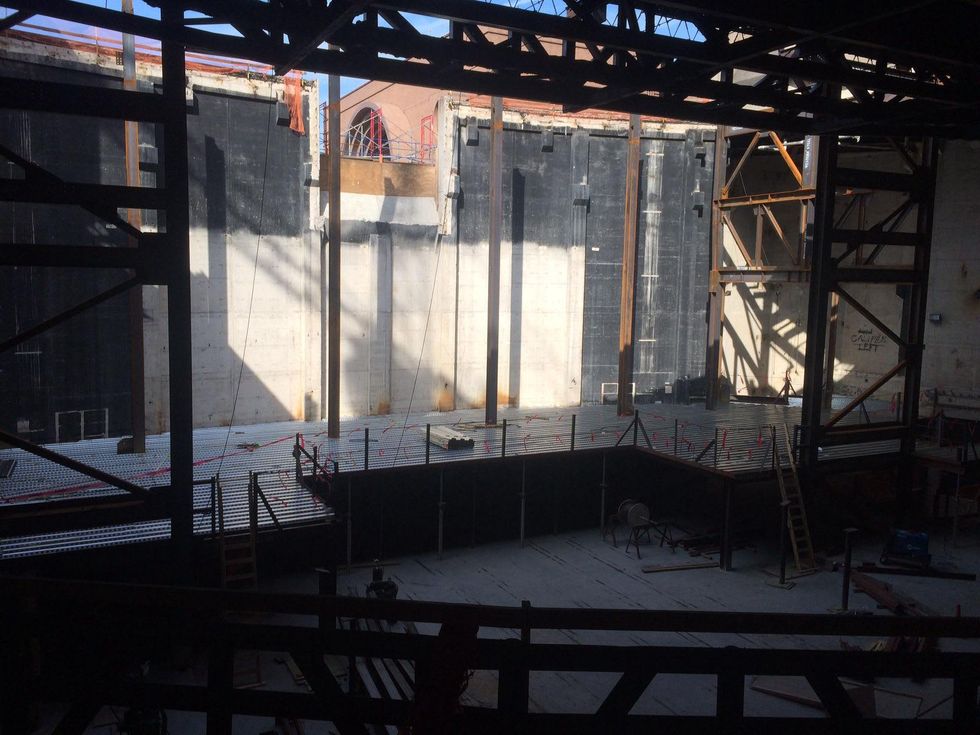 Alley Theatre renovation with main stage and Wortham Theater in background