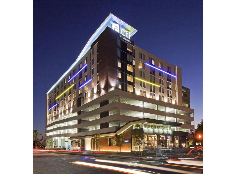 Aloft hotel near The Galleria at night white space