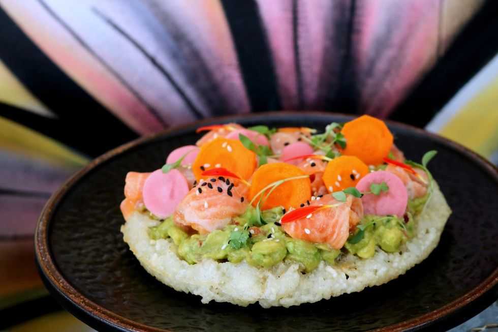 Alora Restaurant Brunch Salmon on Crispy Rice Toast