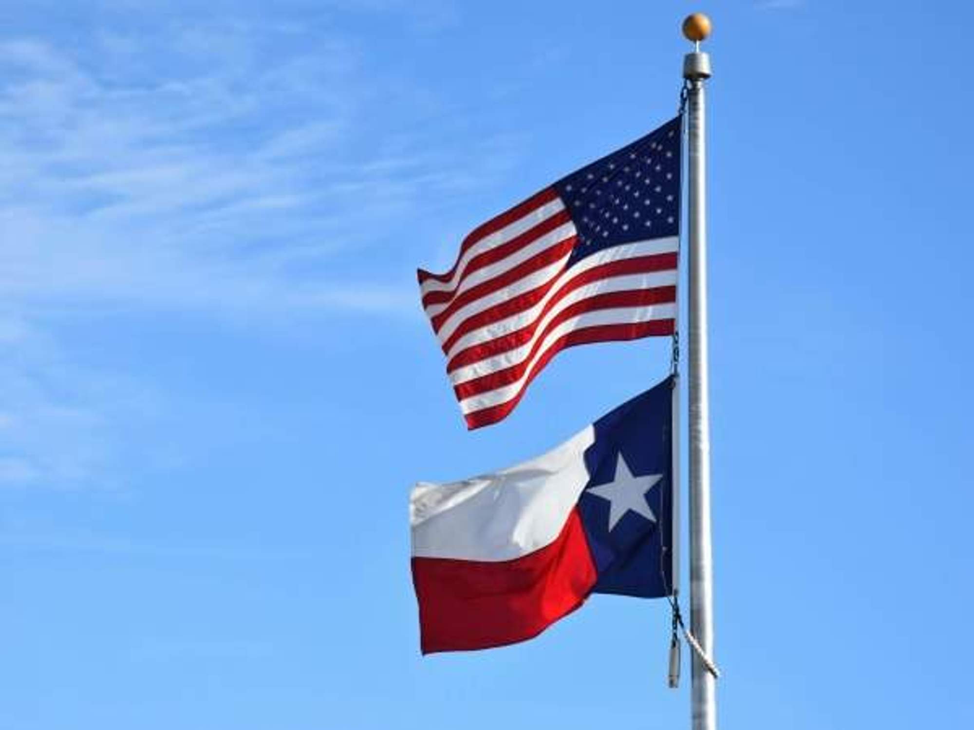 American flag, Texas flag, patriotism