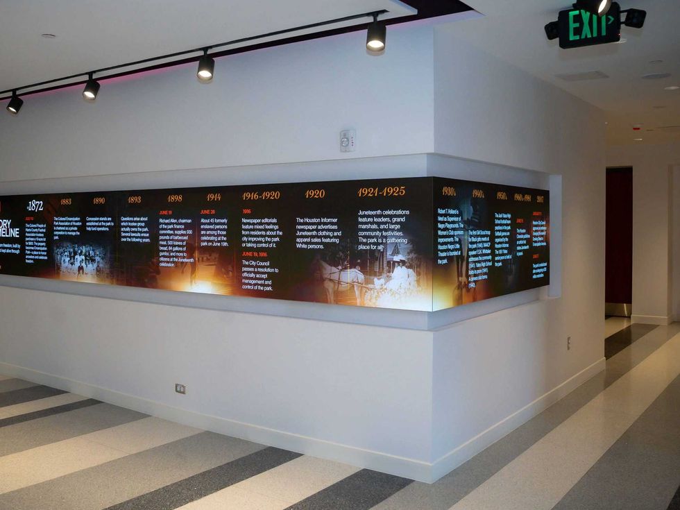 An information installation at the Cultral Center at Emancipation Park.